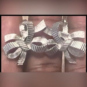 Vintage Trifari Crown Silver Bow Earrings